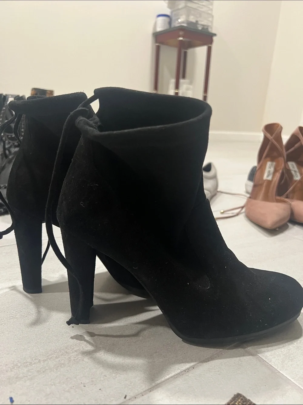 Women's Black Suede Ankle Boots - Classic Styled Booties